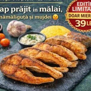 Editie limitata! Crap prajit in malai cu mamaliguta si mujdei