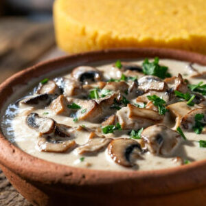 Nou! Ciulama cu ciuperci si mamaliguta (de post)